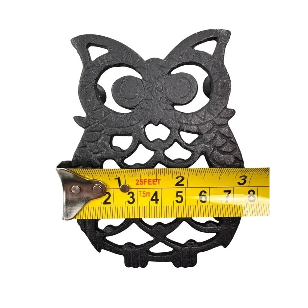 Set‎ of 4 Cast Iron Owl Trivets Black Rustic Kitchen Decor 5.5